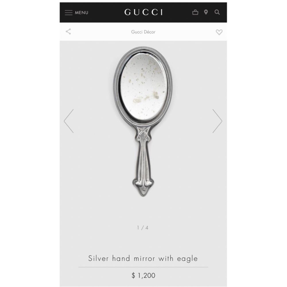 Gucci Ornate Silver “Eagle” Hand Mirror, Beautiful Baroque Heirloom Style + Box - Picture 11 of 12